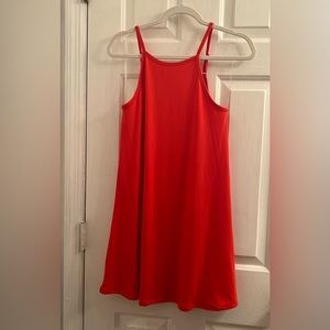 Size small red high neckline solid sleeveless straps layering dress